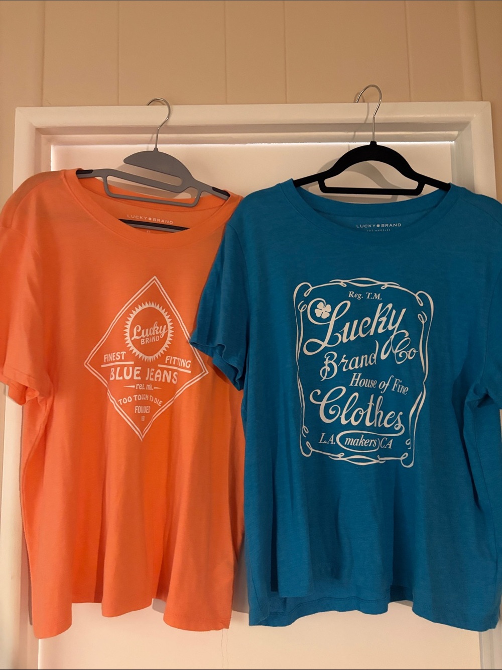 Lucky Brand Orange & Teal Graphic Short Sleeve Tees